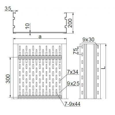 Korytko kablowe 200x200mm Grubość 3,00 mm 6mb KST200H200/6 290221 BAKS (290221)