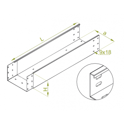 Korytko kablowe wzmocnione z łącznikiem wspawanym 300x200mm Grubość 2,00 mm 3mb KZLWC300H200/3 375930 BAKS (375930)