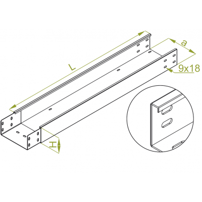 Korytko kablowe wzmocnione z łącznikiem wspawanym 200x100mm Grubość 1,50 mm 3mb KZLWP200H100/3 315720 BAKS (315720)