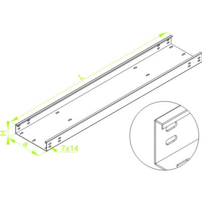 Korytko kablowe wzmocnione 200x50mm Grubość 2,00 mm 3mb KZWC200H50/3 355420 BAKS (355420)