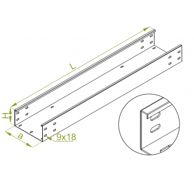 Korytko kablowe wzmocnione 500x100mm Grubość 1,50 mm 3mb KZWP500H100/3 315250 BAKS (315250)