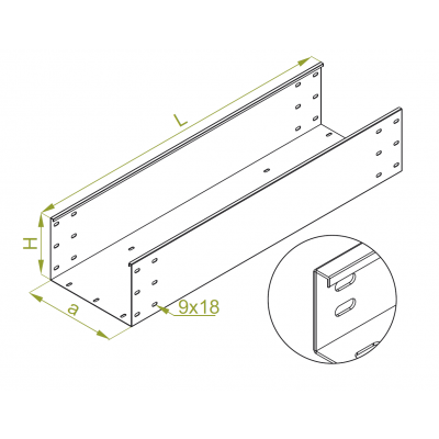 Korytko kablowe wzmocnione 600x200mm Grubość 1,50 mm 3mb KZWP600H200/3 375260 BAKS (375260)