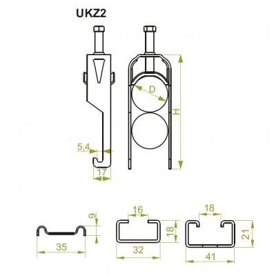 Uchwyt kablowy zaczepowy UKZ2/16-22 401600 BAKS (401600)