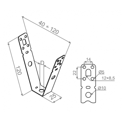Wieszak trapezowy WT/WTO120M8 730612 BAKS (730612)