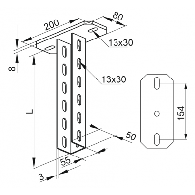 Wspornik sufitowy WPCT1000N 731211 BAKS (731211)