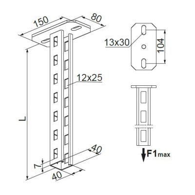 Wspornik sufitowy WPCW/WPCO1000N 750611 BAKS (750611)