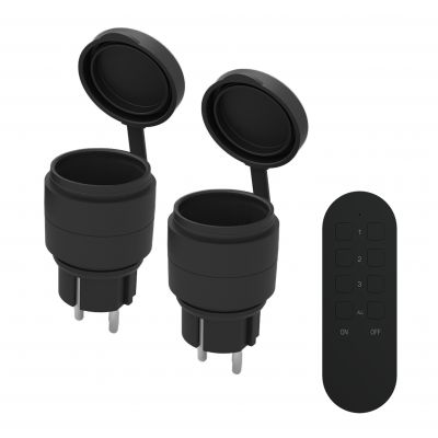 Zestaw bezprzewodowych gniazd MINI, sterowanych pilotem 2+1, 2300W, IP44 (RS-7)