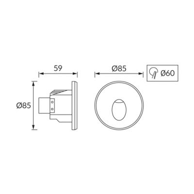 Oprawa schodowa oczko ścienne schodowe LED 1,6W 70lm barwa neutralna IP54 03904 03904 IDEUS (03904)