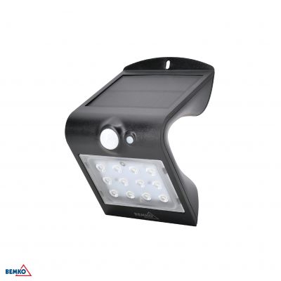 NAŚWIETLACZ LAMPA SOLARNA LED TRINGO 1,5W 220lm 4000K IP65 CZARNY Czujnik ruchu PIR BEMKO (C83-SOT-001BL-PIR)