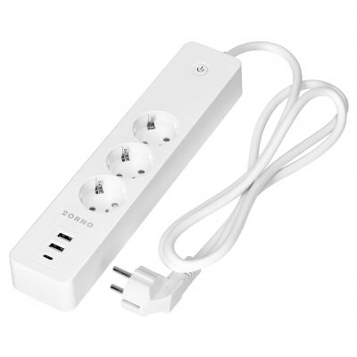 Przedłużacz z 3 gniazdami Schuko z uziemieniem i wyłącznikiem 2xUSB, Tuya Smart Wi-Fi, biały (OR-SH-17520(GS)/W)