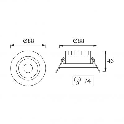 Sufitowa oprawa punktowa MONI LED C 5W 4000K SILVER IDEUS (03857)