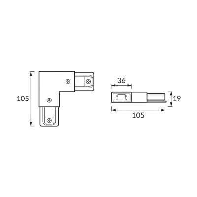 Łącznik do szynoprzewodów CONNECTOR PS230V L BLACK (04111)