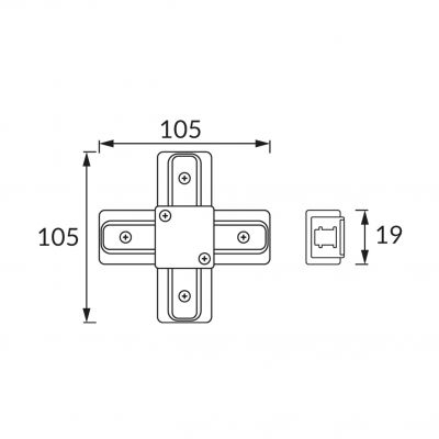 Łącznik do szynoprzewodów CONNECTOR X BLACK IDEUS (04035)