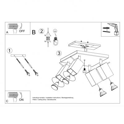 Plafon MERIDA 4 czarny (SL.0102)