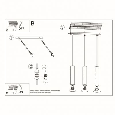 Sollux Lampa wisząca Lagos 3L czarny SL.0329 (SL.0329)