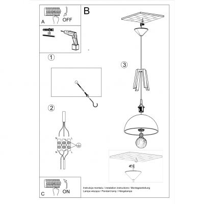 Sollux Lampa wisząca Casco czarna/naturalne drewno SL.0390 (SL.0390)