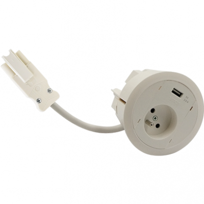 SIMON 480 TS48-330E10C00-33 Gniazdo meblowe 1 gn. typ E + ładowarka USB type A; złącze 10 cm przewód 48330E10C000000-33 KONTAKT (48330E10C000000-33)