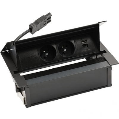 SIMON 480 TS48-730E20B00-44 Cover 2 gn. typ E + ładowarka USB typ A+C; złącze 10 cm przewód; czarny 48730E20B000000-44 KONTAKT (48730E20B000000-44)