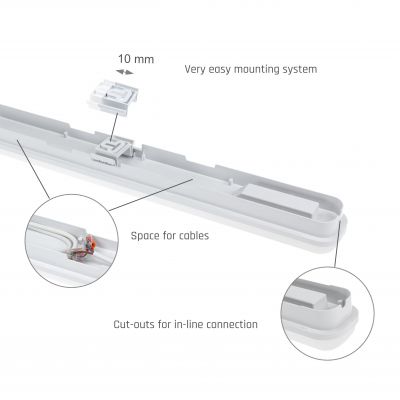 Oprawa Hermetyczna LIMEA GO HERMETYK 1200mm 50W barwa zimna 230V 120st IP65 IK07 1200X60X52mm biała (SLI028035CW_PW)