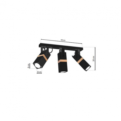 Milagro plafon (reflektorki) Vidar Black 3xGU10 MLP5402 (MLP5402)