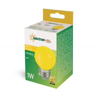 Żarówka LED E27 230V 1W kula żółta PC  WOJ+11798 Spectrum Led (WOJ+11798)