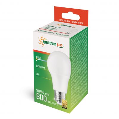 Żarówka LED GLS E-27 230V 10W=60W ciepła WOJ+13902_270ST Spectrum Led (WOJ+13902_270ST)