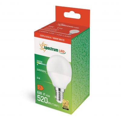 Żarówka LED kulka E-14 230V 6W WW  WOJ+13022 Spectrum Led (WOJ+13022)