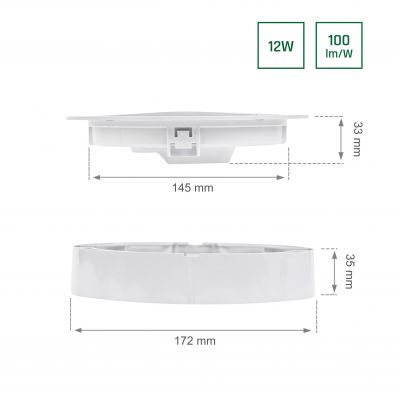 Oprawa ALGINE 2w1 NATYNK-PODTYNK DOWNLIGHT 12W 1200lm neutralna biel 230V 110st IP20 BIAŁY okrągła  SLI037028NW Spectrum Led (SLI037028NW)