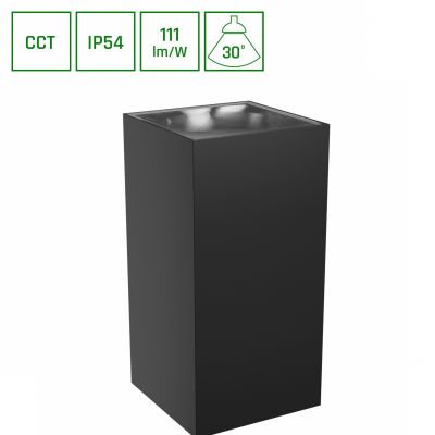 TORRE 18W CCT 230V IP54 99x78x162MM CZARNY KWADRATOWA ELEWACYJNA (SLI003024CCT_PW)