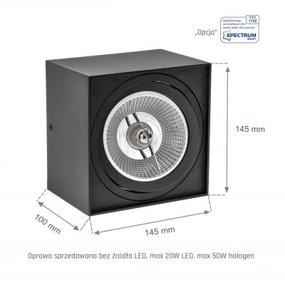 Oprawa sufitowa CHLOE GU10 IP20 kwadratowa ruchoma  SLIP005039 Spectrum Led (SLIP005039)