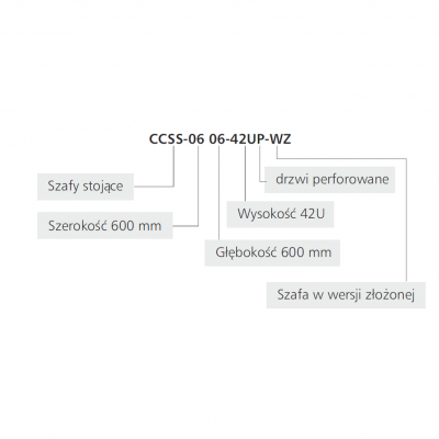 Szafa stojąca 19 cali 42U 600x800x2055, złożona CCSS-0608-42U-WZ C&C Partners (CCSS-0608-42U-WZ)