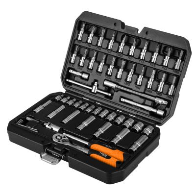 Zestaw klucze nasadowe 55 elementów grzechotka 1/4" walizka NEO TOOLS GTX (10-201)