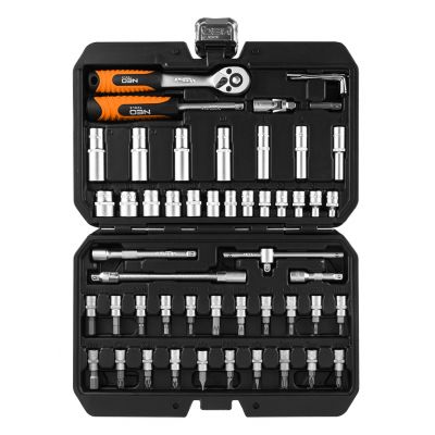 Zestaw klucze nasadowe 55 elementów grzechotka 1/4" walizka NEO TOOLS GTX (10-201)