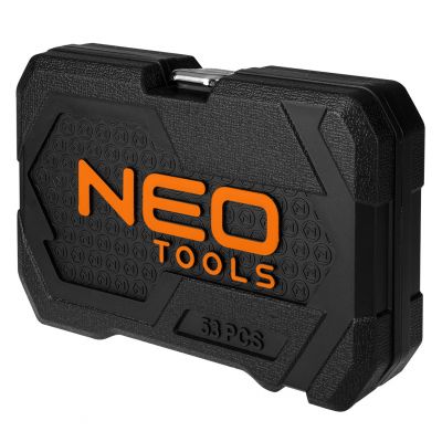 Zestaw klucze nasadowe 55 elementów grzechotka 1/4" walizka NEO TOOLS GTX (10-201)