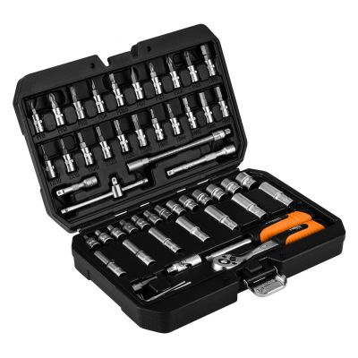 Zestaw klucze nasadowe 55 elementów grzechotka 1/4" walizka NEO TOOLS GTX (10-201)