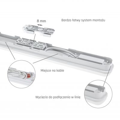 Oprawa hermetyczna LIMEA GO 25W 60cm IP65 neutralna biel  SLI028034NW Spectrum Led (SLI028034NW)