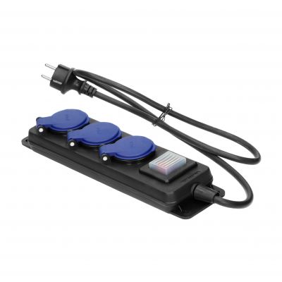 Przedłużacz warsztatowy bryzgoszczelny z wyłącznikiem IP44, 3 gniazda 2P+Z IP44, przewód gumowy, H05 (OR-AE-13296/3M)