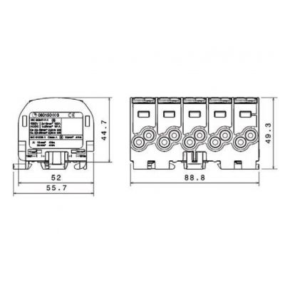 SCB 25-5X Blok rozdzielczy - odgałęźny Al/Cu 80150 SIMBLOCK szary SIMET (81500002)