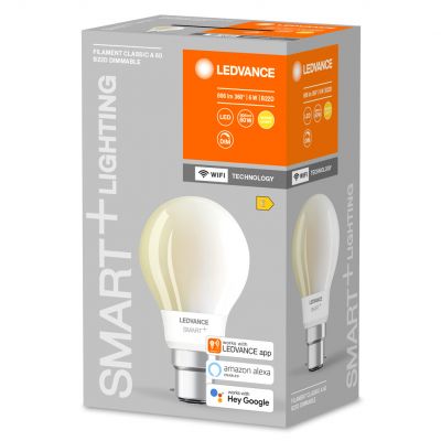 Żarówka LED B22d A60 6W = 60W 2700K Ciepła 806lm 300° Filament SMART+ WIFI Ściemnialna 4058075609891 LEDVANCE (4058075609891)