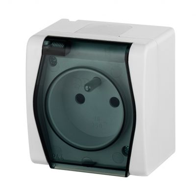 HERMES 2 gniazdo natynkowe pojedyncze z uziemieniem 2P+Z IP44 dymny 1021-01 EP Nasielsk (1021-01)