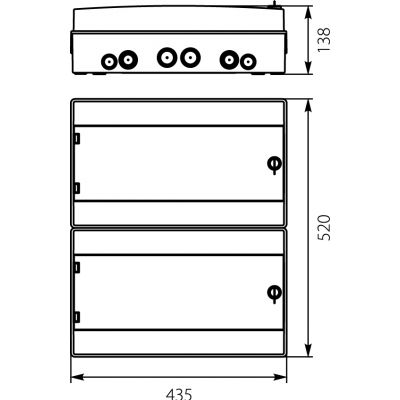 Rozdzielnica hermetyczna natynkowa 2x18 łączona IP65 500VAC/1000VDC RH-36/2B (białe drzwi) 36.35 OPATÓWEK (36.35)