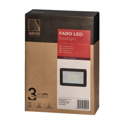 FARO LED 100W naświetlacz, 8000lm, IP65, 4000K, aluminium + szkło (AD-NL-6437BL4)