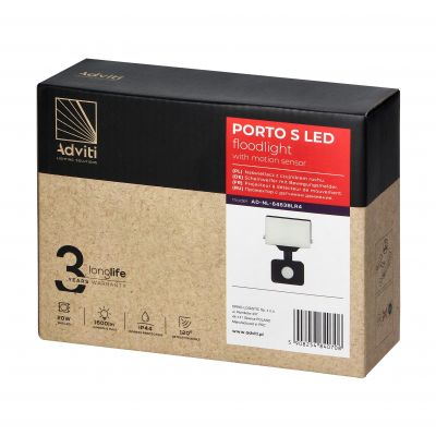 PORTO S LED 20W naświetlacz z PIR, 1600lm, IP44, 4000K, aluminium + poliwęglan (AD-NL-6463BLR4)