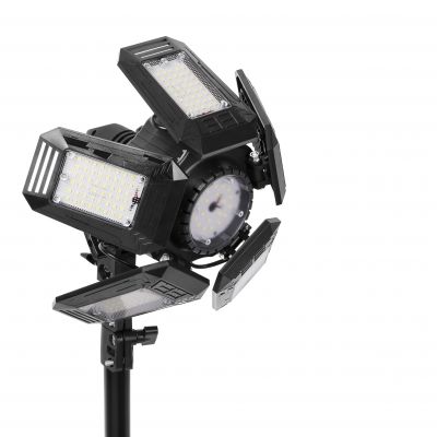 RIGEL LED zestaw: lampa warsztatowa składana 5-skrzydłowa 55W + statyw + adapter (AD-NL-6516)
