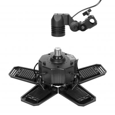 RIGEL LED zestaw: lampa warsztatowa składana 5-skrzydłowa 55W + statyw + adapter (AD-NL-6516)