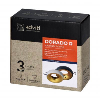 DORADO R, ramka dekoracyjna oprawy punktowej, GU10 max. 35W, okrągła, stała, czarno-złota (AD-OD-6520/B-C)
