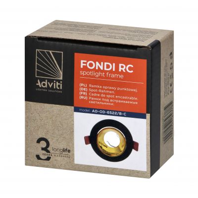FONDI RC ramka dekoracyjna oprawy punktowej, MR16/GU10 max. 50W, okrągła, stała, aluminiowa, czarno- (AD-OD-6522/B-C)