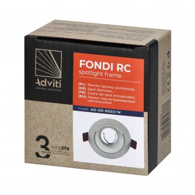 FONDI RC ramka dekoracyjna oprawy punktowej, MR16/GU10 max. 50W, okrągła, stała, aluminiowa, biała (AD-OD-6522/W)