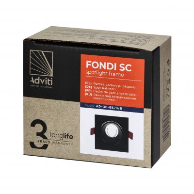 FONDI SC ramka dekoracyjna oprawy punktowej, MR16/GU10 max. 50W, kwadrat, stała, aluminiowa, czarna (AD-OD-6523/B)