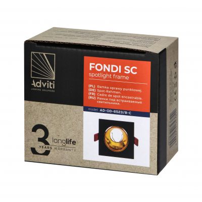 FONDI SC ramka dekoracyjna oprawy punktowej, MR16/GU10 max. 50W, kwadrat, stała, aluminiowa, czarno- (AD-OD-6523/B-C)